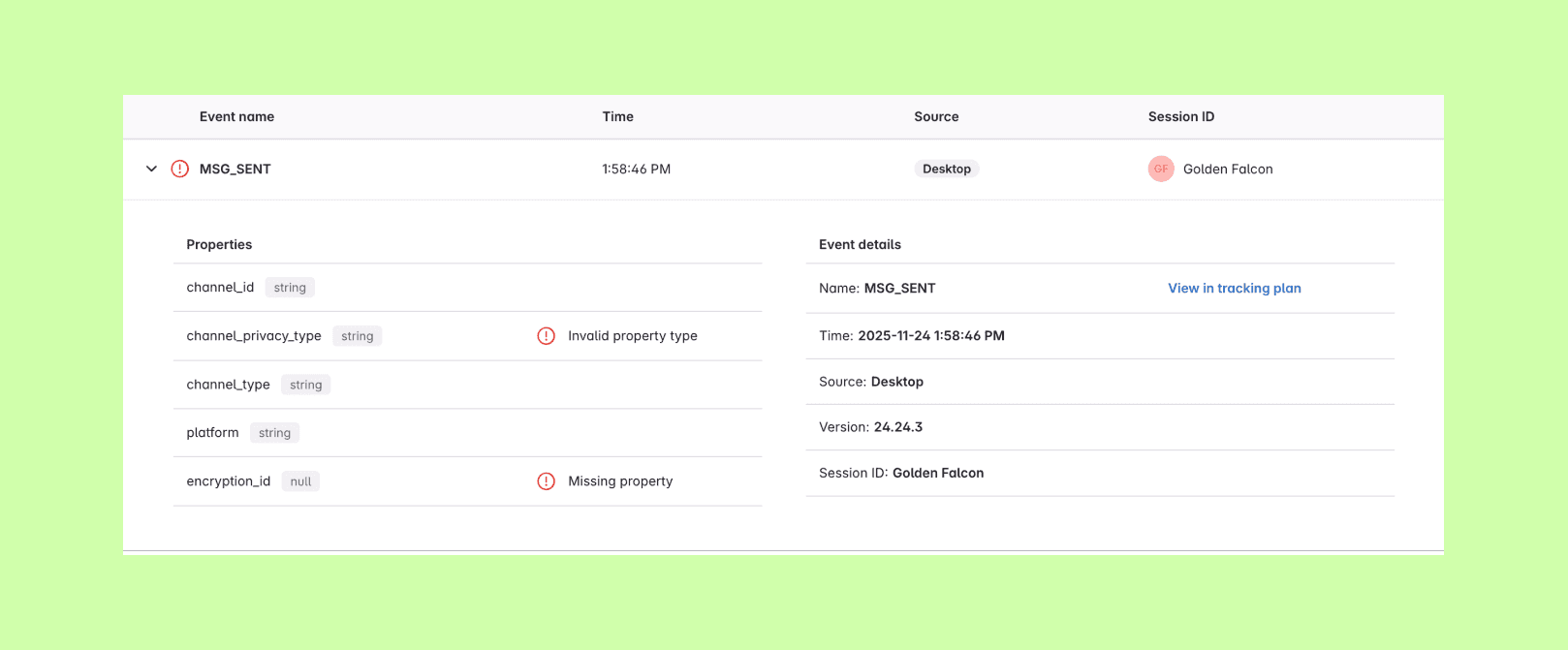 Inspector Debugger event details